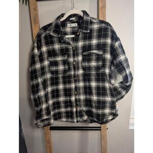 Hollister Boyfriend Fit Black and White Plaid Shirt Jacket Medium